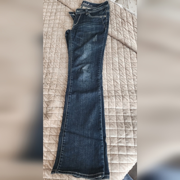 L.A. Idol Blue Boot Cut Jeans with Ornate Embellishments - Picture 5 of 6